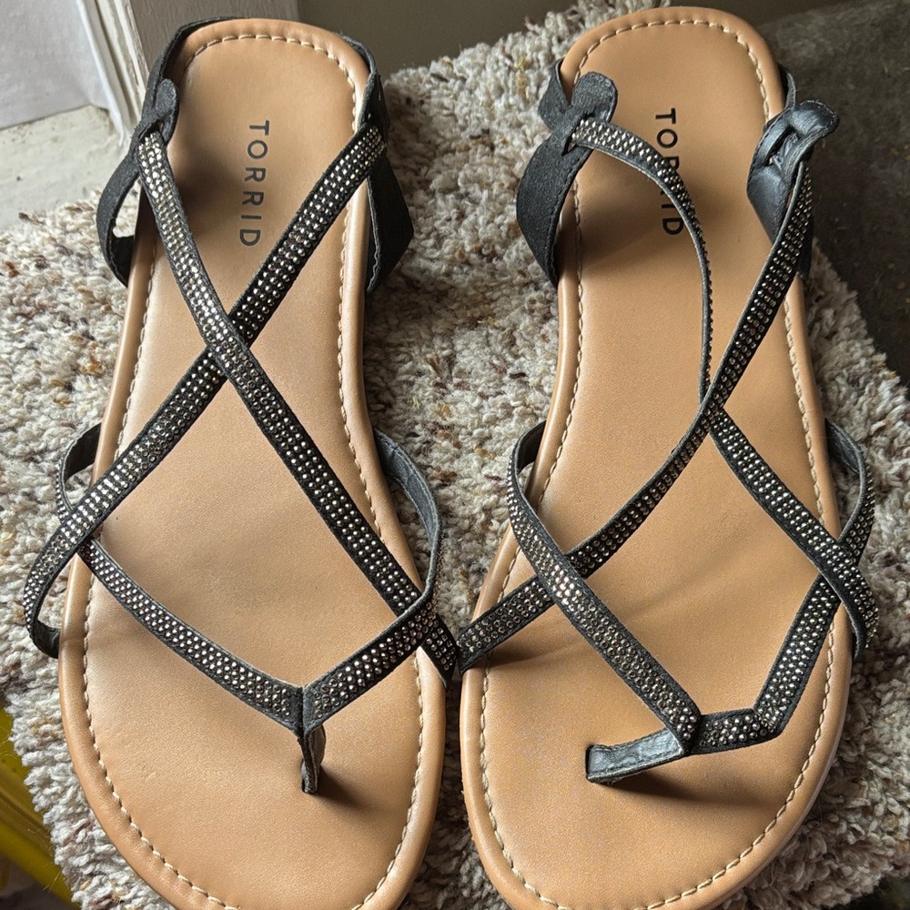 Torrid Black Shimmery Strappy Sandals